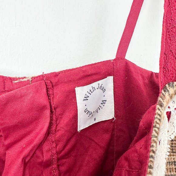 With‎ Jean | Ryder Mini Corset Lace-up Dress in Plaid Brown Check Small - Picture 9 of 10